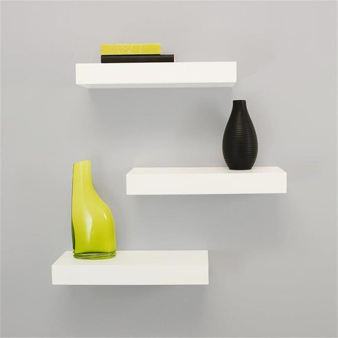 Kiera Grace Stockholm Maine Floating Shelves - Modern Wall Mounted Hanging Shelf for Bedroom, Kitchen, 12", White, 3Pack