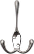 Coat Hooks with Three Flared Prongs, Heavy Duty 3.5 Inch Satin Nickel Hook, 5 Pack