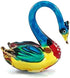 Tiny 2" High Multicolor Bending Neck Swan Waterfowl Bird Figurine, Miniature Hand Blown Painted Glass