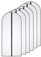 Garment Bag Set of 6 - Black Breathable Clear Full Zipper Bags for Clothes Storage
