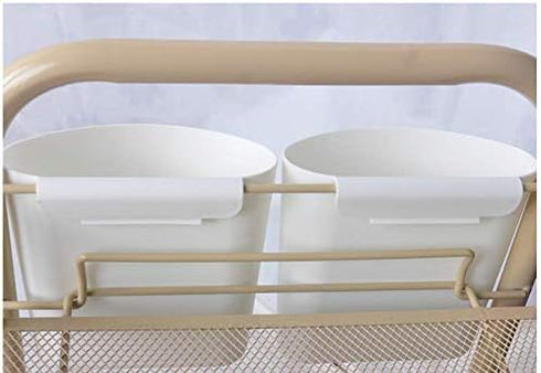 4Pcs Hanging Cup Holder, Rolling Cart Accessories, Space Saver Storage Bucket, Makeup Pencil Holder, White