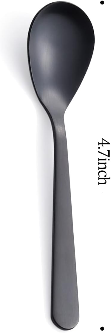 Matte Black Demitasse Espresso Coffee Spoons, Stainless Steel Mini Teaspoons, Set of 6