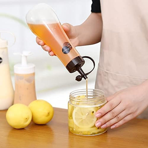 JapanBargain 3272 Japanese Squeeze Bottle, 12oz, Chocolate, Soy Sauce Dispenser for Kitchen, Made in Japan