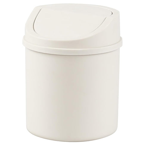 Tiny Plastic Garbage Can 0.7 Gallon, Mini Trash Can with Swing-Top Lid, White