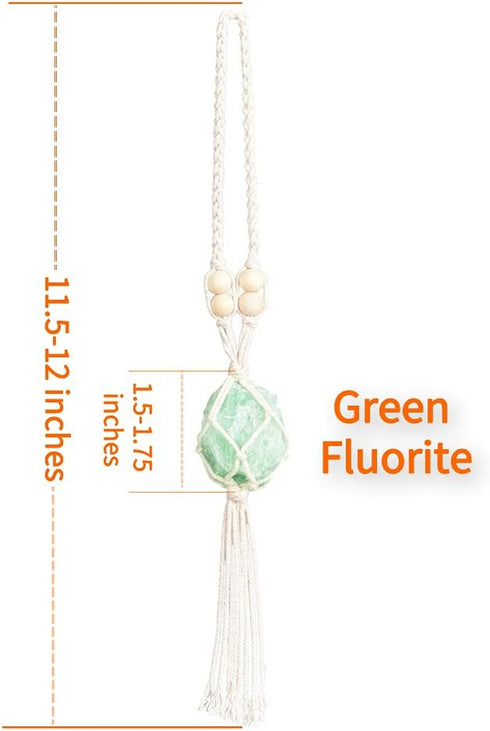 Natural Green Fluorite Meditation Healing Crystals, Feng Shui Hanging Ornament for Car, Home Decor