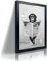 Funny Monkey Framed Wall Art in Bathtub - Black and White Canvas Prints for Farmhouse Bathroom Decor (12"x16", Framed)