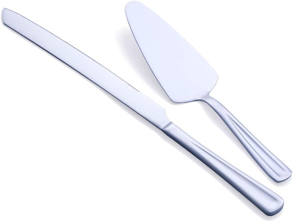 Cake Knife and Server Set - Stainless Steel Cake Cutter Set for Weddings, Birthdays, Parties