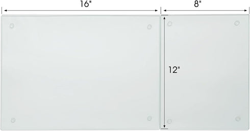 Tempered Glass Cutting Boards Set of 2, Clear Non-Slip Feet, Heat & Scratch Resistant, 12"x16" & 8"x12"