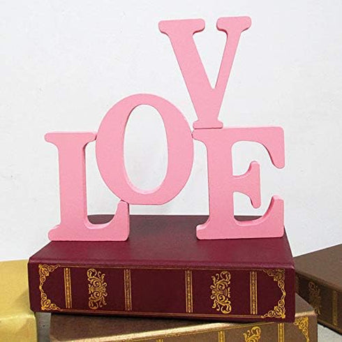 Wooden Love Sign Table Top Decorative Letter for Wedding Party Home Decor Pink
