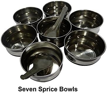 Chanaksha Trading 7 2 Spice Container Stainless Steel Round Spices Box Kitchen Masala Dabba - Spice Container - Masala