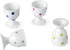 Cinf Ceramic Polka Dots Egg Cup Gift Set of 4 - Porcelain Breakfast Holder for Boiled Cooking Tools