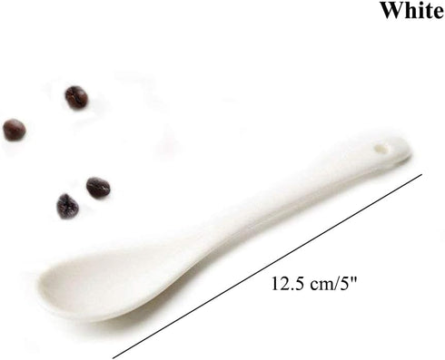 AKOAK 5-Inch White Ceramic Spoon - Ideal for Coffee, Tea, Yogurt, and Desserts