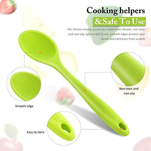 Shappy 4 Pieces Silicone Mixing Spoon Spatula Scrapers for Cooking, 10.6 Inch Heat Resistant Large Non Stick Basting
