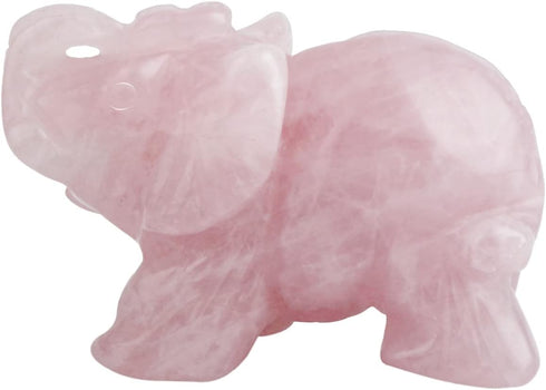 Rose Quartz Elephant Crystal Sculpture Statue, 1.5 Inch, Healing Reiki Pocket Gemstone Figurines Crafts
