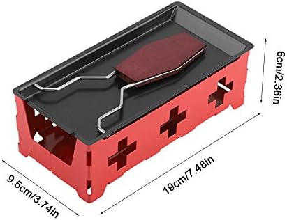 Cheese Raclette Stove Set, Carbon Steel Portable Non-stick Baking Tray with Spatula for Home Kitchen Grilling (Red)