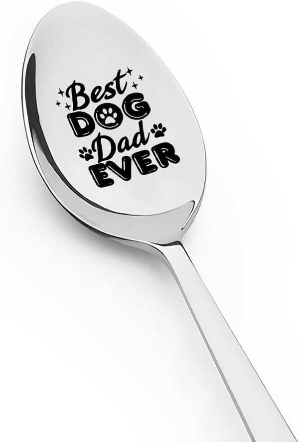 Dad Spoon Gifts from Daughter Son - Funny Best Dog Dad Ever Spoon for Birthday, Father's Day Gift for Dog Lovers