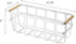 Storage Basket - Home Organizer Bin Holder with Wooden Handle - Steel + Wood - Small White