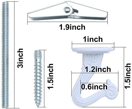 6 Sets White Ceiling Hooks for Hanging Plants, Heavy Duty Swag Toggle Hooks with Hardware