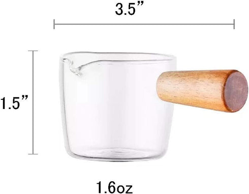 Glass Creamer Coffee Milk Sauce Serving Pitcher with Wood Handle