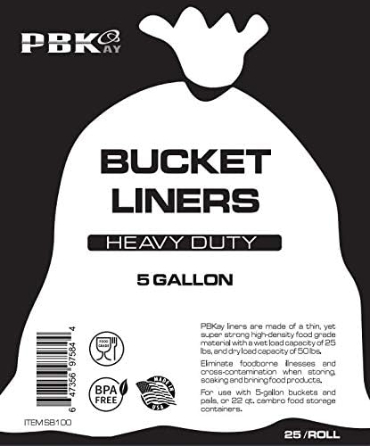 5 Gallon Bucket Liner Bags for Marinading and Brining, Durable, BPA Free, 25/Roll