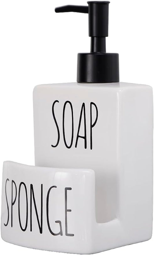 ADAVAS.Y&G Ceramic Dish soap Dispenser with Sponge Holder Hand and Dish Soap Dispenser