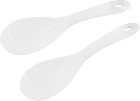2PCS Plastic Rice Paddle Spoon, Non-Stick Rice Spatula, 7.87 Inch Rice Serving Spoon (White B)