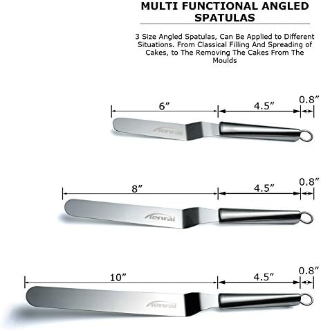 Tenrai Metal Icing Spatula Set, Stainless Steel Cake Knife Offset Professional Tool for Decorating Cakes