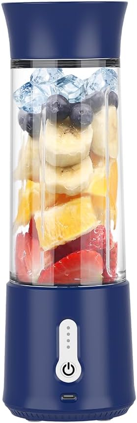 Vortex A7-BLUE Portable Blender, BPA Free, Rechargeable with Six Stainless Steel Blades, 500ml for Smoothies and Juice