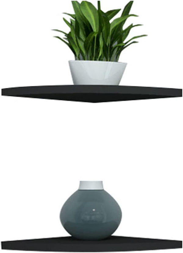 SISHHOME Floating Corner Shelf 8 Inch Black Set of 2,for 90 Degree Room