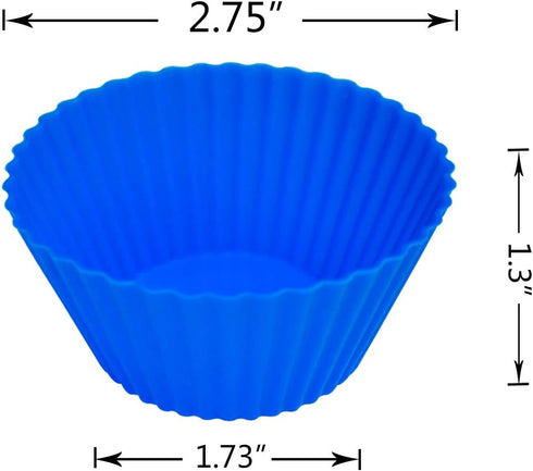 24 Pack Silicone Baking Cups - Reusable Muffin Liners, Non-Stick Cup Cake Molds Set in Standard Size, 8 Rainbow Colors
