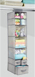 Closet 7 Shelves/3 mDesign Fabric Hanging Organizer - Over Rod Storage - Removable Drawers for Baby Nursery Bedroom