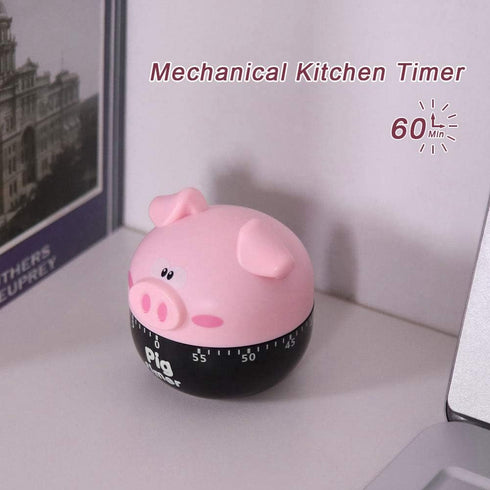 Cute Cartoon Pig Kitchen Timer, Mechanical Cooking Timer for Home Decor and Cooking Timing Tool