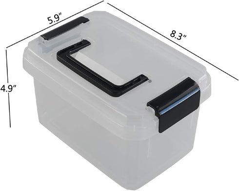 Teyyvn Plastic Mini Latch Box, Storage Bin with Locking Lids, Pack of 4, 2 L, Clear