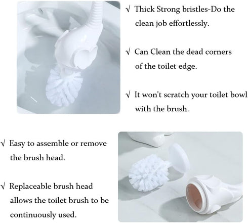 AORTULL Set,Modern Toilet Brush and Holder Ceramic Toilet Bowl Brush Holder,Cute Bathroom Decor, Non-Scratch Bristles