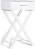 Table(1,White) Giantex Nightstand with Drawer X-Shaped Design Sofa Side Table for Living Room Bedroom Accent Furniture