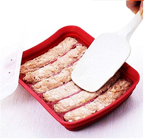 Non-Stick Silicone Sausage Mold for Homemade Hot Dogs, BPA Free, 6-Cavity for Oven and Microwave (Red)