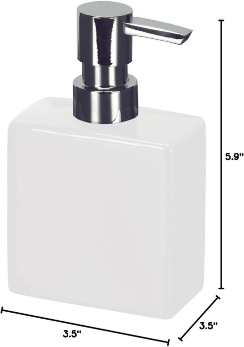 Luxury Bathroom Flash Soap Dispenser - Modern Porcelain Liquid Soap Dispenser, 10oz, Short, White