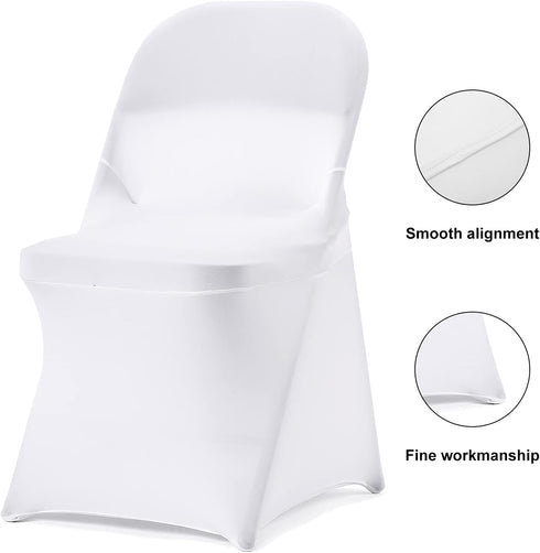 bricia 12 PCS White Stretch Spandex Folding Chair Slipcovers, Dining Room Chair Covers Stretch Chair Slipcovers