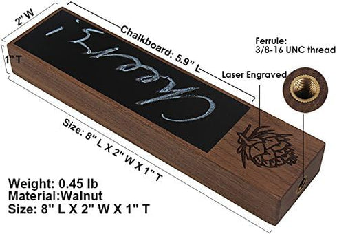 Engraved Beer Tap Handle with Chalkboard, 8"X 2", Walnut Wood Square Beer Tap Handle, Unique Gift for Men