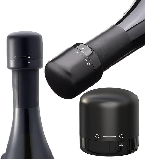 2 Pack Reusable Plastic Silicone Wine Bottle Stoppers, Compact Wine Preserver Corks to Keep Fresh, Fits Any Bottle