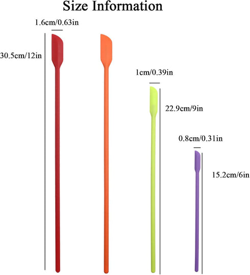 Beauty Spatula 4 PCS Mini Silicone Makeup Spatula for Cosmetics & Kitchen, 3 Sizes