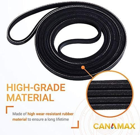 Canamax 8547174 Dryer Idler Pulley & 8547168 Drive Drum Belt, Premium Replacement for Whirlpool Amana Dryers