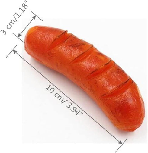 6 (3.94x1.18 Inch) PCS Lifelike Artificial Hot Dogs Fake Sausage Artificial Food Model for Fast Food Windows