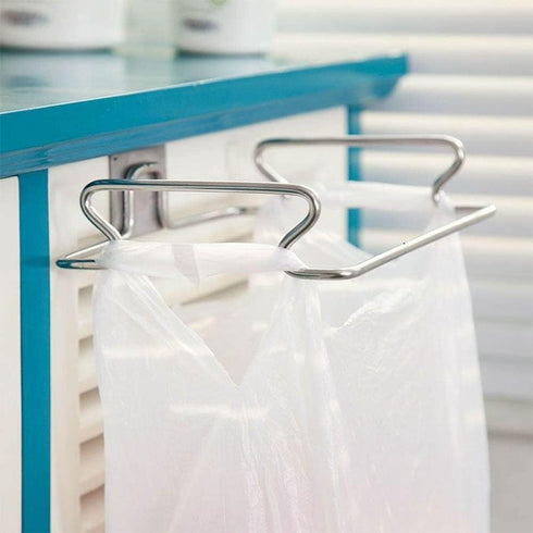 KABAKE 2 Pack Stainless Steel Trash Bag Holder, Garbage Storage Bags Rack, Hanging Garbage Bag Storage Organizer Rack