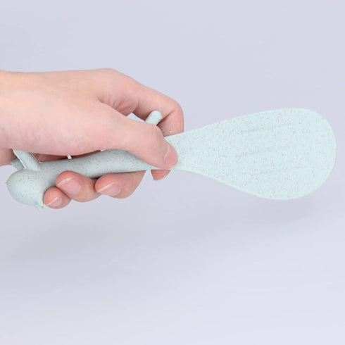 Lovely Squirrel Shape Rice Spoon, Non-Stick Standing Rice Spatula for Home Kitchen (Green)
