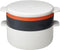 Joseph Joseph M-Cuisine 4-Piece Stackable Cooking Set, 2 Liter Cooking Pot, Steamer, Griddle, and Lid in Orange/Beige