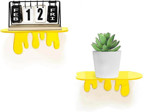 SetGame 2-Pack Acrylic Small Wall Shelves - 7 Inch Floating Shelf for
