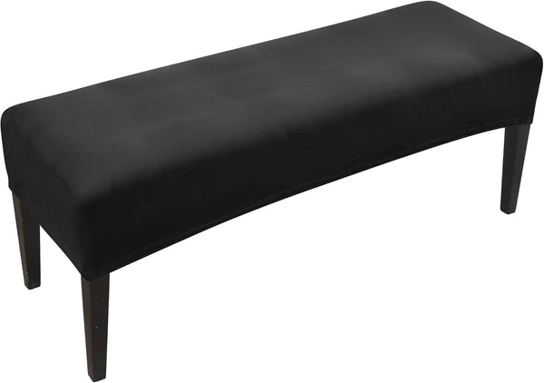 FORCHEER Dining Bench Cover Velvet Black Bench Slipcover 60inch Stretch Bench Seat
