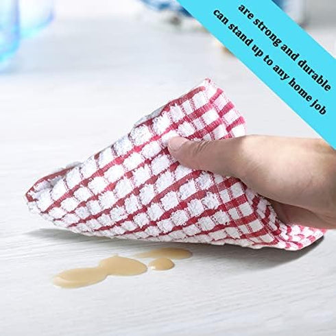 LAZI Kitchen Dish Towels, 6 Pack Bulk Cotton Dish Cloths, 16 Inch x 25 Inch for Drying Dishes