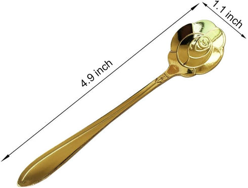 Stainless Steel Flower Coffee Spoon Set, LEIHEFA 8 Pcs Creative Tea Spoon,Stirring Spoon, Ice Tea Spoon for Tea, Cake, Sugar, Dessert Ice Cream Spoon (Gold)